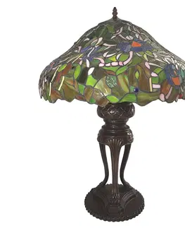 Stolové lampy Clayre&Eef Stolová lampa 5LL-6055 Tiffany dizajn modrá-zelená