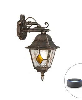 Vonkajsie nastenne svietidla Elegantná vintage vonkajšia nástenná lampa bronzová vrátane Wifi A60 - Antigua