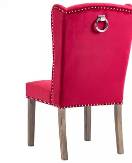 Jedálenské stoličky a kreslá Jedálenská stolička zamat / kaučukovník Dekorhome Tmavo zelená