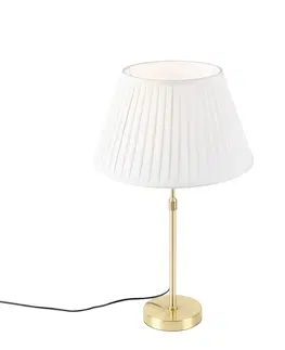 Stolove lampy Stolová lampa zlatá / mosadz s nariaseným odtieňom krémová 35 cm - Parte