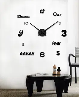 Hodiny 3D Nalepovacie hodiny DIY Clock Cladding XL006bk, čierne 120cm