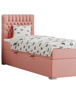 Postele Boxspringová posteľ, jednolôžko, lososová, 90x200, ľavá, FONDA