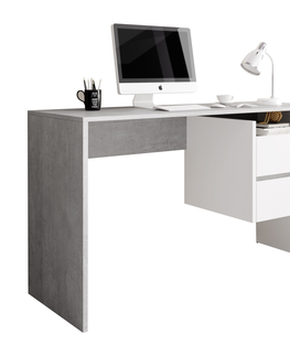 Písacie a pracovné stoly KONDELA Tulio písací stôl betón / biely mat