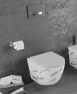 Záchody MEXEN - Lena Závesná WC misa vrátane sedátka s slow-slim, Duroplastu, biely kameň 30224091