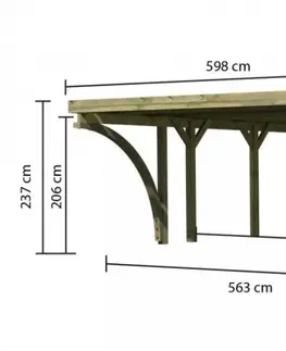 Záhradné domčeky Drevený prístrešok / carport CLASSIC 3C s plechmi Lanitplast