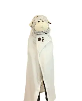 Plyšové hračky COZY NOXXIEZ - BL805-2 Ovečka - hrejivá deka s kapucňou so zvieratkom a labkovými vreckami