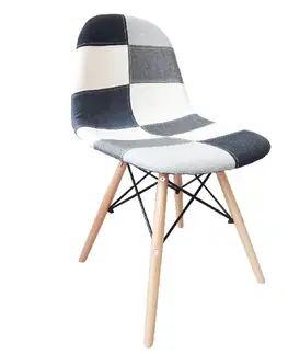 Jedálenské stoličky KONDELA Candie 2 New Typ 3 jedálenská stolička vzor patchwork / buk