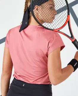 dresy Dámske tenisové tričko Dry 500 s okrúhlym výstrihom ružové