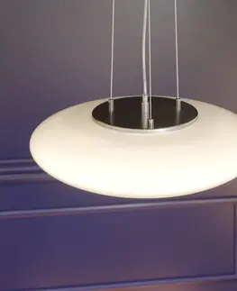 Závesné svietidlá Lindby LED opálová závesná lampa Gunda, biela