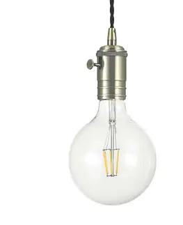 Závesné svietidlá Ideallux Závesná lampa Doc starožitná mosadz vypínač