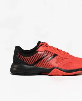tenis Detská obuv PS 500 na padel šnurovacia červeno-čierna