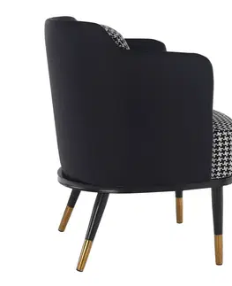Stoličky Dizajnové kreslo, čiernobiely vzor/tmavomodrá ekokoža, EMREN