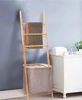 Kúpeľňový nábytok KONDELA Volver stojan na uteráky prírodná / sivá