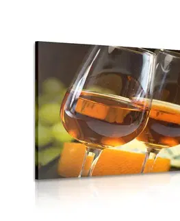 Obrazy jedlá a nápoje Obraz ružové víno v pohároch
