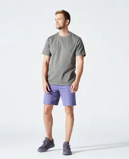 fitnes Pánske tričko na fitness 500 Essentials kaki