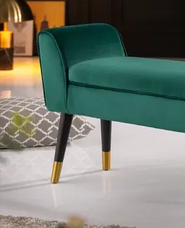 Lavice do jedálne LuxD Dizajnová lavica Dafina 90 cm zamat smaragdová zelená