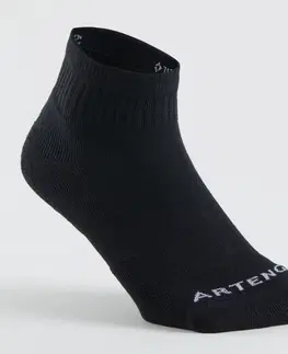 bedminton Stredne vysoké tenisové ponožky RS 100 3 páry čierne