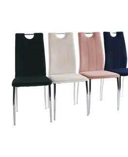 Jedálenské stoličky KONDELA Oliva New jedálenská stolička smaragdová (Velvet) / chróm