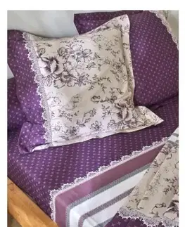 Bavlnené Flanelová posteľná bielizeň Gabrielle s potlačou kvetín a čipky