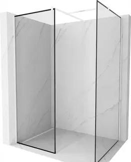 Sprchové dvere MEXEN/S - Kioto Sprchová zástena Walk-in 160 x 90 cm, čierny vzor, biela 800-160-202-20-70-090