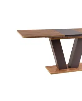 Jedálenské stoly LEVISSIA, rozkladací jedálenský stôl, dub wotan, hnedá
