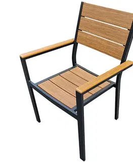 Záhradne kovové kreslá Záhradná stolička v hnedej farbe vyrobená z hliníka