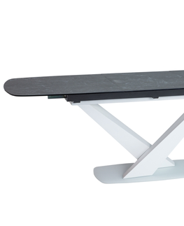 Jedálenské stoly Signal Stôl CASSINO II keramický, grafit mramor/ biely mat 160(220)X90