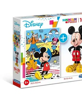 Hračky puzzle CLEMENTONI - puzzle Disney Mickey 104+3D