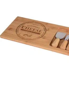 Dosky na krájanie Bambusová doštička na syr s príslušenstvom 38 x 18 x 1,5 cm