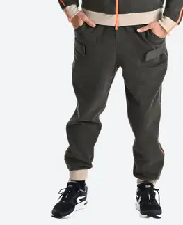 nohavice Pánske nohavice s jednoduchým zapínaním na zips olivovo zelené