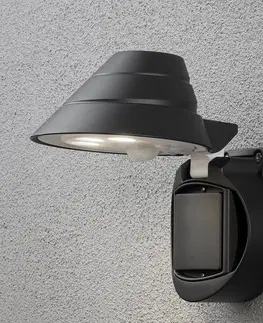 Vonkajšie nástenné svietidlá so senzorom Konstsmide Vonkajšie LED Prato napájané batériou 16 cm široké