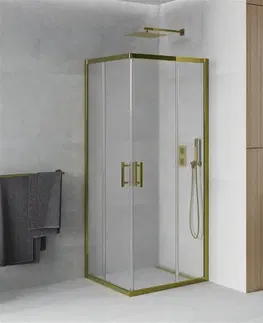 Sprchovacie kúty MEXEN - Rio sprchovací kút štvorec 80 x 80, dekor, zlatá 860-080-080-50-30