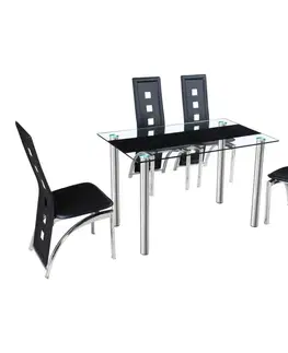 Jedálenské stoly KONDELA Ester sklenený jedálenský stôl oceľová / priehľadná / čierna