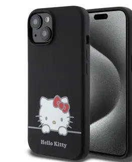Puzdrá na mobilné telefóny Zadný kryt Hello Kitty Liquid Silicone Daydreaming Logo pre Apple iPhone 15, čierna 57983116913