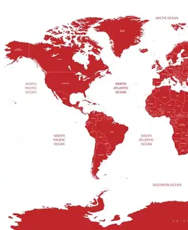 Obrazy mapy Obraz mapa sveta s jednotlivými štátmi v červenej farbe