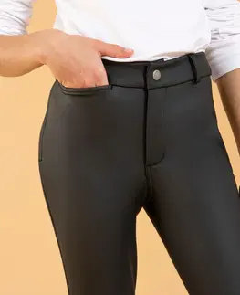 nohavice Detské hrejivé jazdecké nohavice - rajtky 500 Kipwarm vodoodpudivé čierne