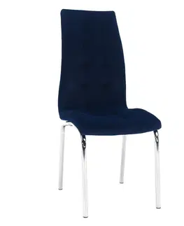 Jedálenské stoličky KONDELA Gerda New jedálenská stolička modrá (Velvet) / chróm