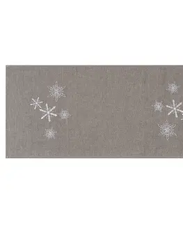 Obrusy BO-MA Trading Vianočný behúň Vločky sivá, 40 x 90 cm