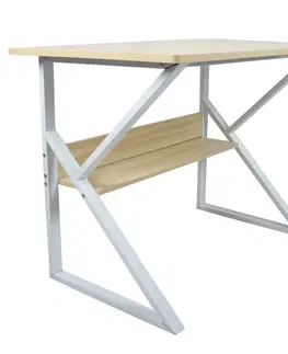 Písacie stoly Písací stôl s policou, dub prírodný/biela, TARCAL 80