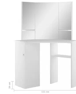 Nočné a toaletné stolíky Rohový toaletný stolík biela Dekorhome