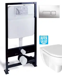 Kúpeľňa PRIM - předstěnový instalační systém s chromovým tlačítkem 20/0041 + WC JIKA LYRA PLUS RIMLESS + SEDADLO duraplastu PRIM_20/0026 41 LY1