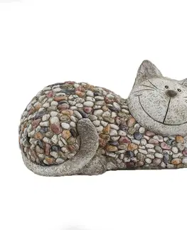Záhradné slnečníky a doplnky Záhradná dekorácia Mačka s kamienkami, 32 x 18 x 18 cm