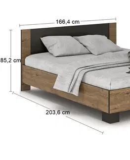 Postele NABBI Verify LB-160 manželská posteľ s roštom 160x200 cm dub april / wenge