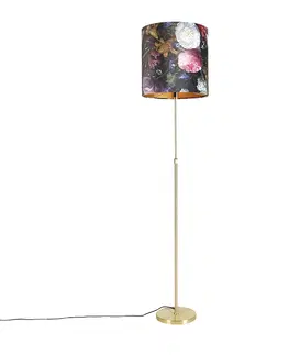 Stojace lampy Stojacia lampa zlatá / mosadz so zamatovým odtieňom kvetov 40/40 cm - Parte