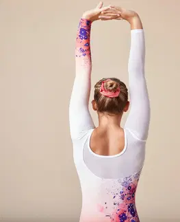 dresy Dievčenský trikot na gymnastiku ružovo-oranžový