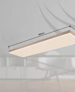 Stropné svietidlá Globo LED stropné svietidlo Doro, dĺžka 120 cm, tmavé drevo, drevo, CCT