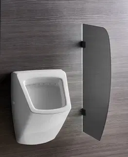 Kúpeľňa SAPHO - Deliaca stena medzi urinálmi 40x80 cm, tmavé sklo, čierna mat 2502-06
