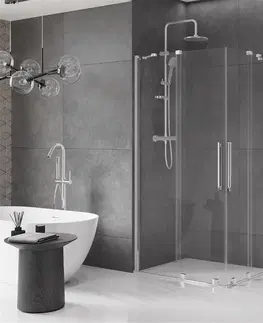 Sprchovacie kúty MEXEN/S - Velar Duo štvorcový sprchovací kút 90 x 80, transparent, chróm 871-090-080-02-01