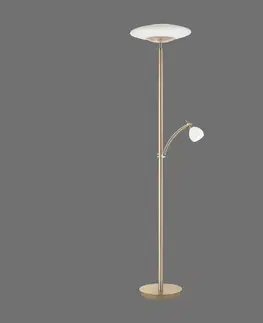 Stojacie lampy Paul Neuhaus Stojacia LED lampa Troja na čítanie stmieva, zlatá