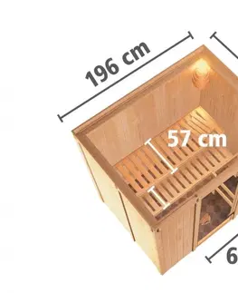 Sauny Interiérová fínska sauna 196x151 cm s kamny 9 kW Dekorhome